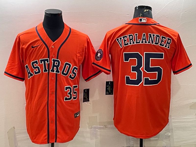 Men Houston Astros 35 Verlander Orange Game Nike 2022 MLB Jerseys